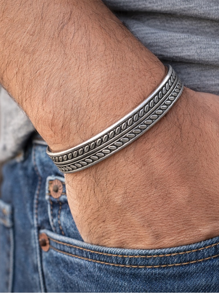 Adjustable Stainless Steel Engraved Cuff Bracelet
